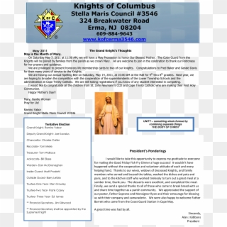 Knights Of Columbus Newsletter May 11 1 - Poster Clipart