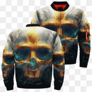 Com Art Grim Reaper Badass Skull Over Print Jacket - Fashion Design Clipart