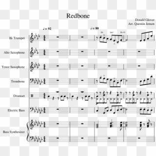 Redbone Arrangement Sheet Music For Trumpet, Alto Saxophone, - Sheet Music Clipart