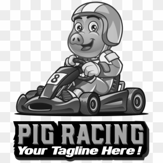 Pig - Pig On A Go Kart Clipart