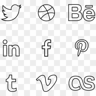 Free Png Download Social Media Line Icons Png Images - Social Media Icons Outline Vector Clipart
