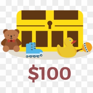 $100 Treasure Chest - Teddy Bear Clipart