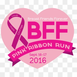 Bff Pink Ribbon Run - Heart Clipart