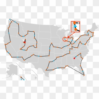 2002 Winter Olympics Torch Relay Route Between Chicago - New York Highlighted On Map Clipart
