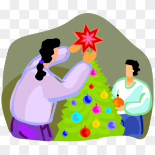 Vector Illustration Of Decorating Christmas Tree With - Illustration Clipart