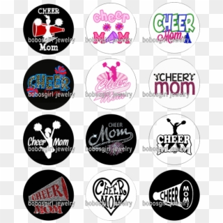 Cheer Mom Glass Button Fit Snap Jewelry - Emblem Clipart