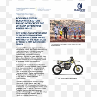 Rockstar Energy Husqvarna Factory Racing Introduces - Motorcycle Clipart