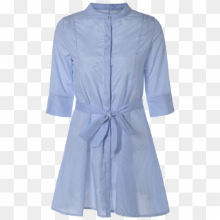 Stylish Stand Neck Half Sleeve Blue Stripe Women's - Overcoat Clipart