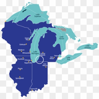 Southwest Michigan Has A Population Of Around 281,000 - Great Lakes Map Vector Clipart