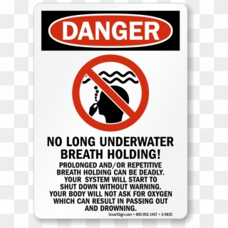No Long Breath Holding Pool Sign - Danger Razor Wire Signs Clipart