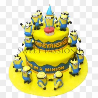 2 Tier Minion Party Time Cake - Minions Cake 2 Tier Clipart