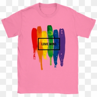 Watercolor Lgbt Love Wins Rainbow Paint Typographic - Graphic Design Clipart