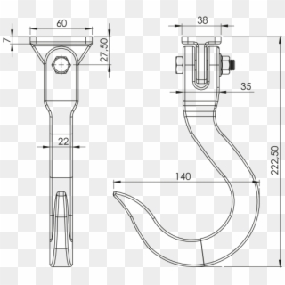 Meat Hook - Technical Drawing Clipart
