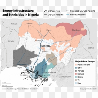 A Map Showing Ethnicities And Energy Infrastructure - Gas Infrastructure Nigeria Map Clipart