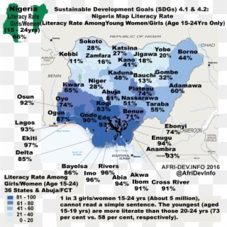 Nigeria Data Map Literacy Girls & Young Women - Education By Region In Nigeria Clipart