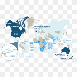 A World Map Showing The Anglosphere - Map Of Where English Is Spoken Clipart