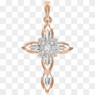 Cross From Red Gold Of 585 Assay Value With Cubic Zirconia - Женский Золотые Крестики Clipart