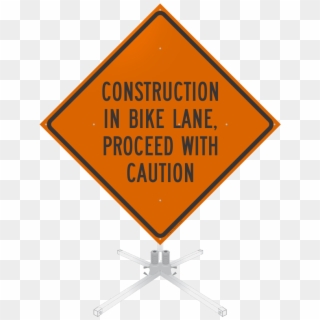 Construction In Bike Lane Roll-up Sign - Truck Crossing Sign Clipart