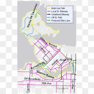 Vancouver Bike Lanes - Map Clipart