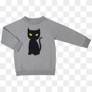 Little Man Happy Black Cat Basic Sweater - Black Cat Clipart