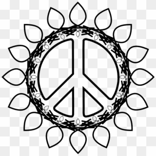 Peace Symbol Peace Sign Flower 73 Black White Line - Peace Sign Dream Catcher Vector Clipart