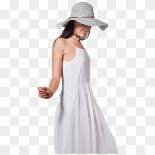 Foldable Brimmed Straw Summer Hat - Gown Clipart