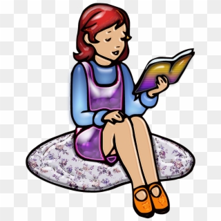 Girl Child Reading - Person Reading A Book Clipart - Png Download