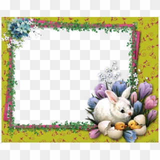 Frame Background, Easter Pictures, Coloring Easter - Happy Easter Chick And Bunny Clipart
