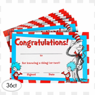 Cat In The Hat Certificate 36 Pack - Dr Seuss Certificates Clipart