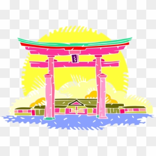Shinto Torii Gate Vector - Japan Temple Vector Png Clipart