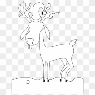 A Reindeer Black White Line Kablam 1979px 281 - Christmas Day Clipart