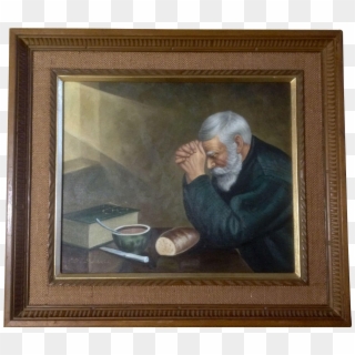 Grace, Man Praying At Table, Oil Painting On Canvas Clipart