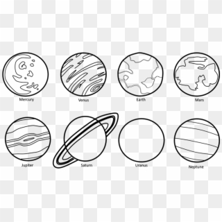 Planets Clipart Black U0026 W - Mercury Black And White - Png Download