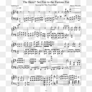 One Punch Man Op The Hero Set Fire To The Furious Fist - Back To The Future Sheet Music Clipart