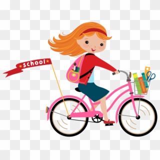 Girl Riding Bike Clipart - Png Download