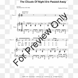 Click To Expand The Clouds Of Night Are Passed Away - Sheet Music Clipart