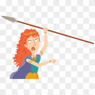 Boudicca With A Spear - Cartoon Clipart