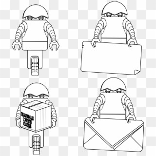 Robot Carrying Things Black White Youtube Clipartist - Cartoon - Png Download