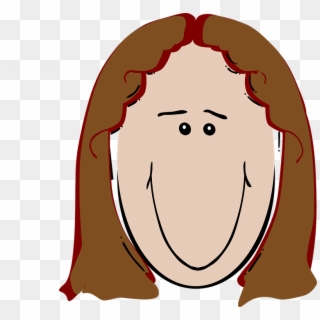 Female Brown Hair Happy - Cartoon Clip Woman Face With Brown Hair - Png Download