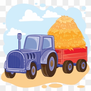 Tractor With Trolley Vector Clipart
