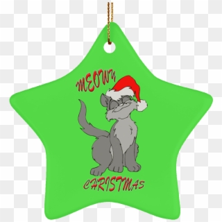 Meowy Cat Christmas Tree Ornament Green Round Oval - Christmas Day Clipart