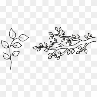 1417 X 686 - Tree Branch With Leaves Drawing Clipart