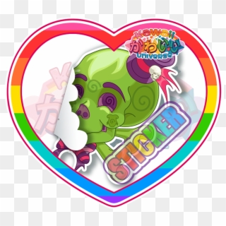 Kawaii Universe Cute Green Skull Stickers - Kawaii Clipart