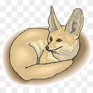 Fox Brown Large Ears Curled Wildlife Mammal - Fenec Fox Clipart Transparent - Png Download