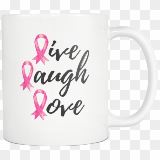 Live Love Laugh Pink Ribbon Mug - Mug Clipart