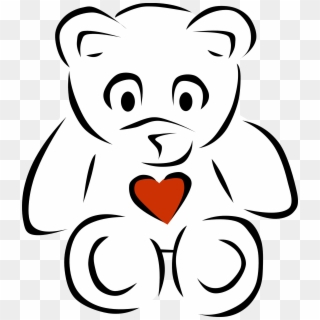 1271715178 Clip Art Bear Heart Black White Line Art - Teddy Bear Line Art - Png Download