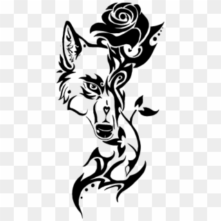 Png Image Information - Tribal Wolf And Rose Tattoo Clipart