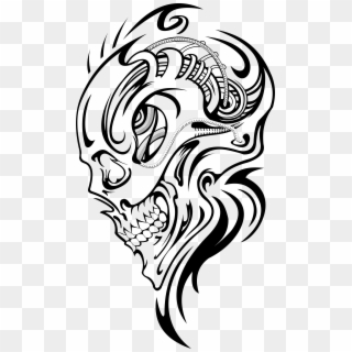 3991 X 6914 6 - Tribal Skull Tattoo Line Art Clipart