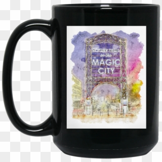 Magic City Watercolor Black Mug - Beer Stein Clipart