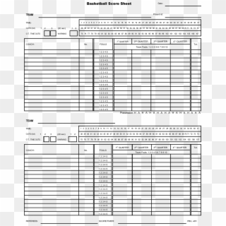 Generic Basketball Score Sheet - Sample Score Sheet For Basketball Clipart